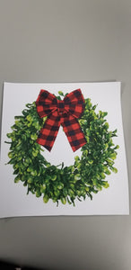 Christmas Wreath with Red Buffalo plaid Bow