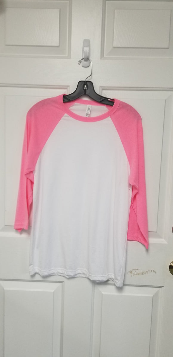 Neon Pink Bella+Canvas Raglan (baseball) Shirts