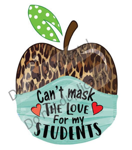 Leopard Apple with Mask (words) Vinyl Heat Transfer