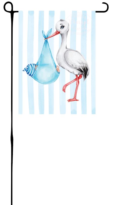 Baby Boy Stork Garden Flag