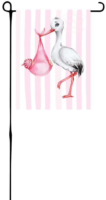 Baby Girl Stork Garden Flag
