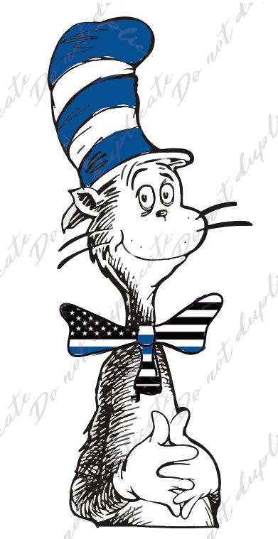 Back the Blue Cat in the Hat Vinyl Heat Transfer