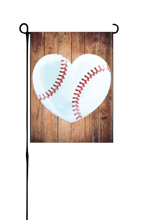 Baseball Heart Garden Flag