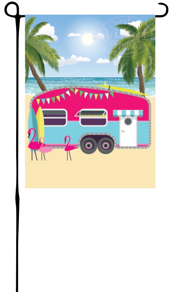 Beach Camper Garden Flag