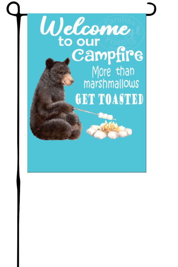 Bear Campfire Garden Flag