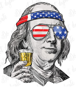 Ben Franklin Drinking Vinyl Heat Transfer