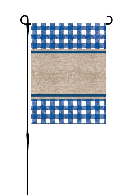 Blue Buffalo Plaid & Burlap Garden Flag