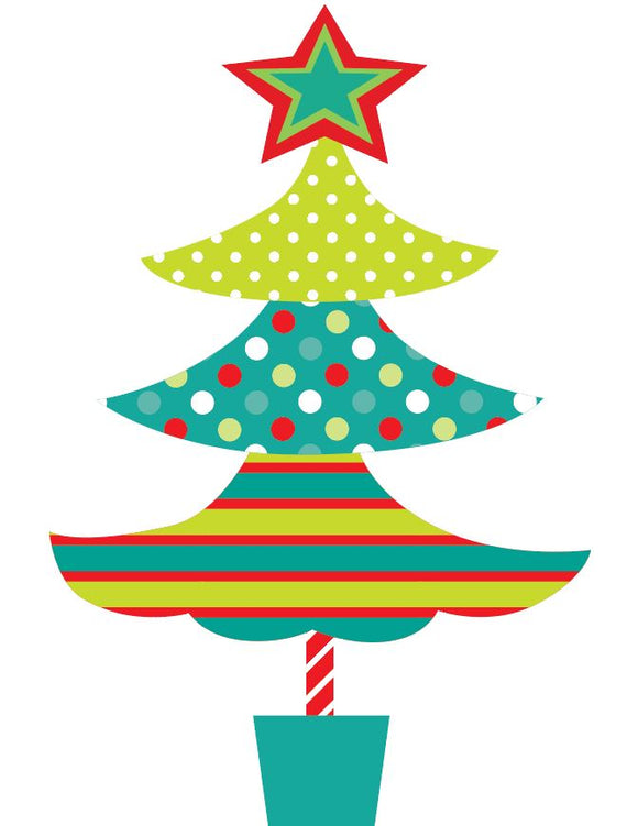 Polka Dot and Striped Christmas Tree Heat Transfer
