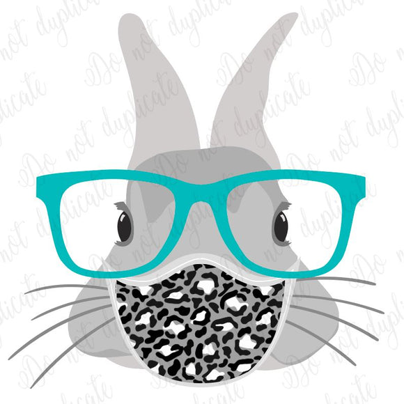 Masked Bunny - leopard & teal