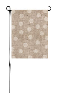 Faux Burlap with Polka Dots Garden Flag