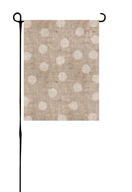 Faux Burlap with Polka Dots Garden Flag