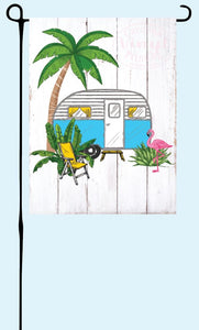 Tropical Retro Camper Garden Flag