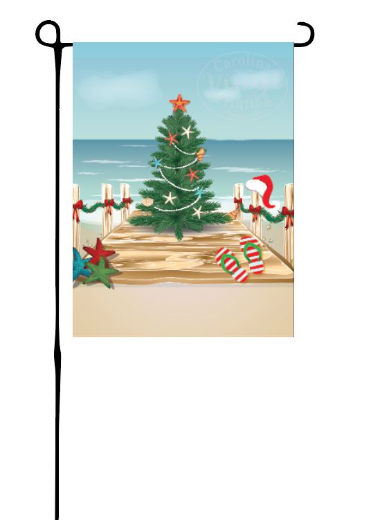 Christmas Tree on the Pier (Beach) Garden Flag