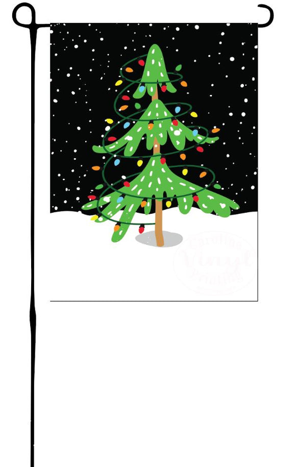 Christmas Tree at Night Garden Flag