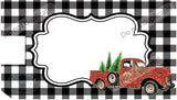 Red Christmas Truck on Plaid Mailbox Cover