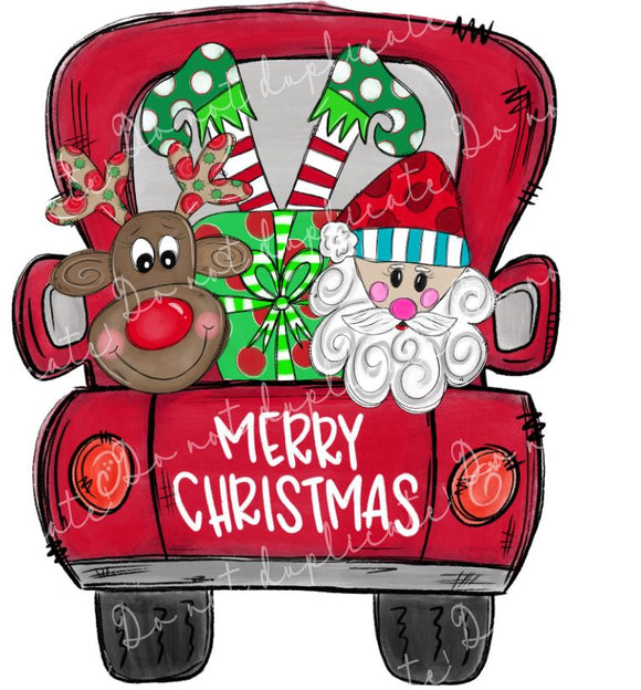 Christmas Truck with Characters Vinyl Heat Transfer