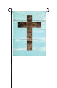 Wood cross Garden Flag
