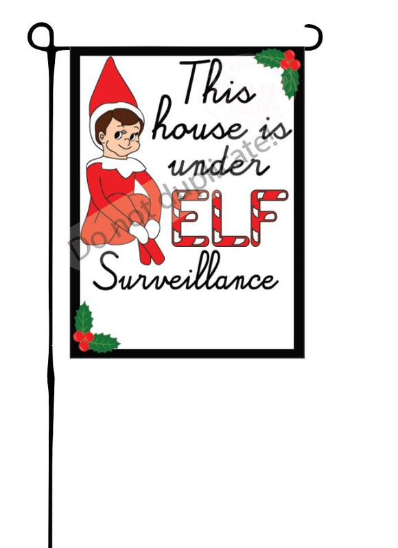 Elf Surveillance Garden Flag