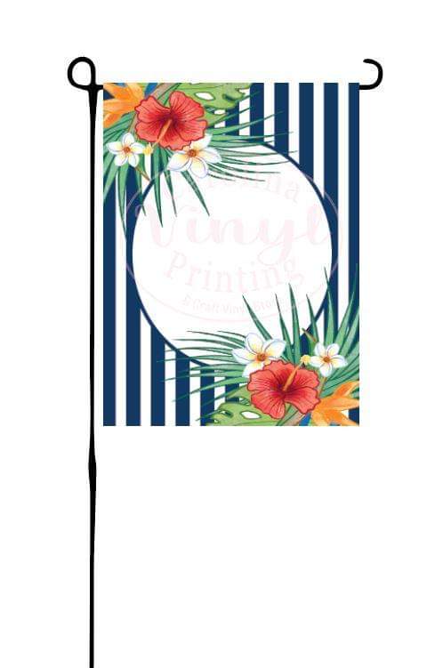Hibiscus & Stripes Garden Flag