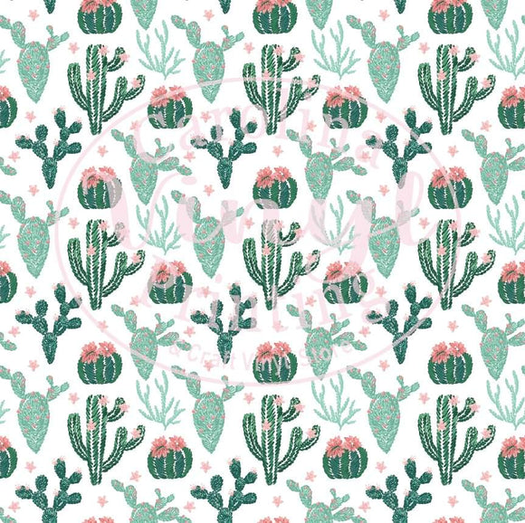 Cactus on White Printed Vinyl