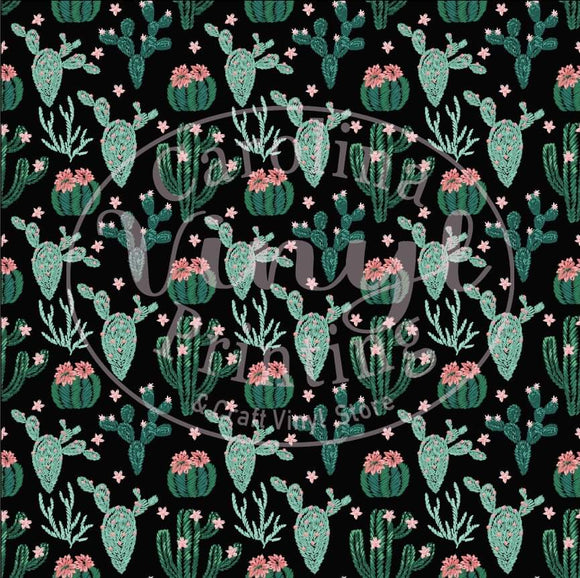 Cactus on black Printed Vinyl