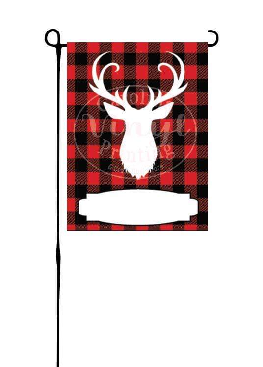 Christmas Deer on red buffalo plaid