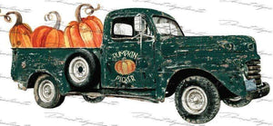 Green Pumpkin Truck Vinyl Heat Transfer
