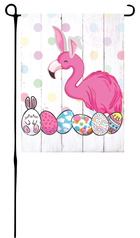 Easter Flamingo Bunny Garden Flag