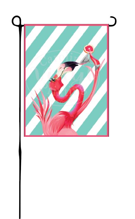 Martini Flamingo Garden Flag