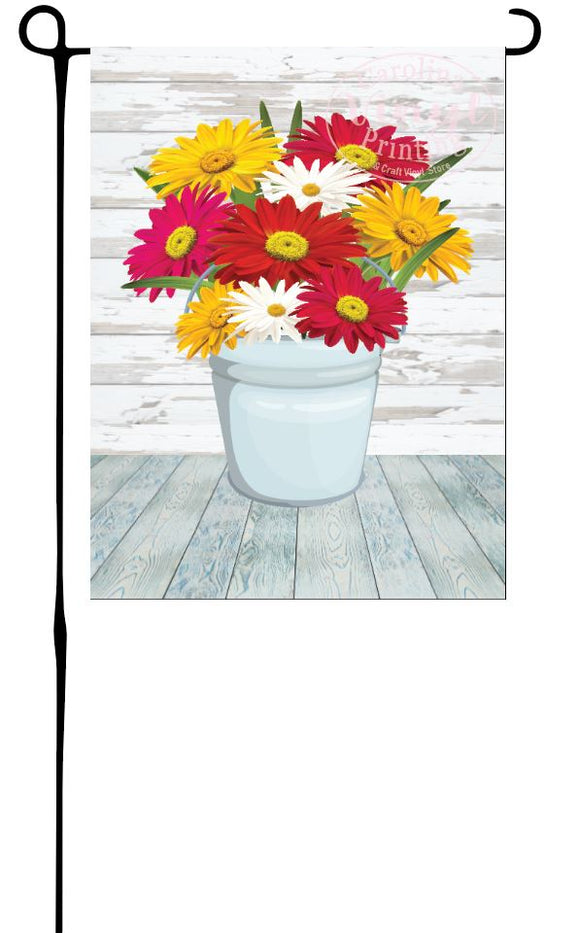 Bucket of Flowers Garden Flag