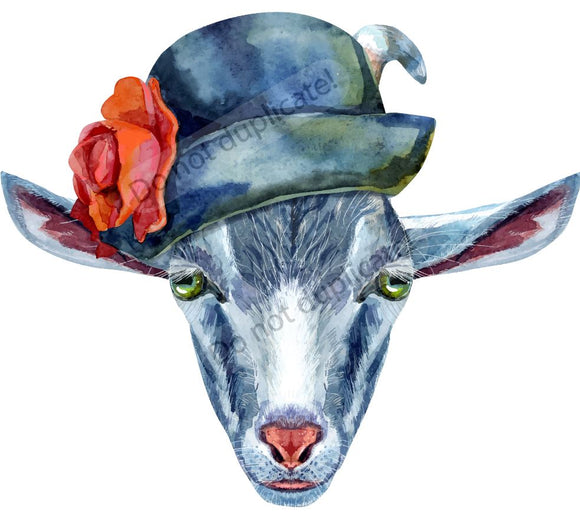 Goat in Blue Hat Vinyl Heat Transfer