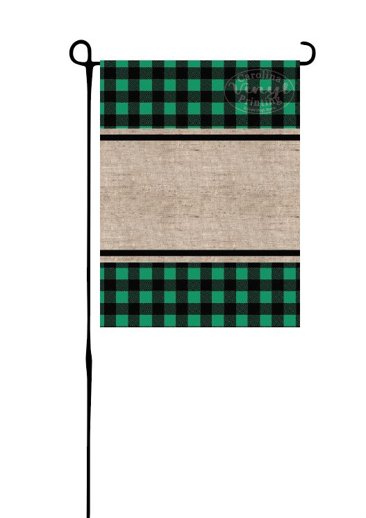 Green Buffalo Plaid & Burlap Garden Flag