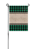 Green Buffalo Plaid & Burlap Garden Flag