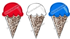 Ice Cream & Leopard Cones Vinyl Heat Transfer