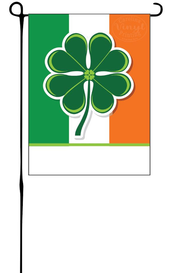 Irish Flag with Clover Garden Flag