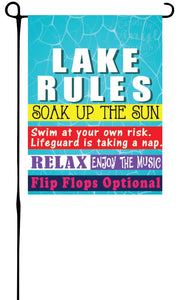 Lake Rules Garden Flag