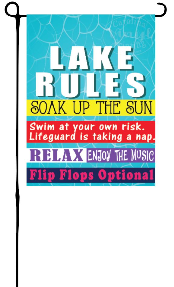 Lake Rules Garden Flag