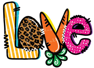 LOVE - Egg & Carrots Vinyl Heat Transfer