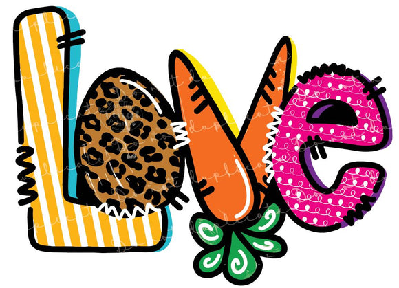 LOVE - Egg & Carrots Vinyl Heat Transfer