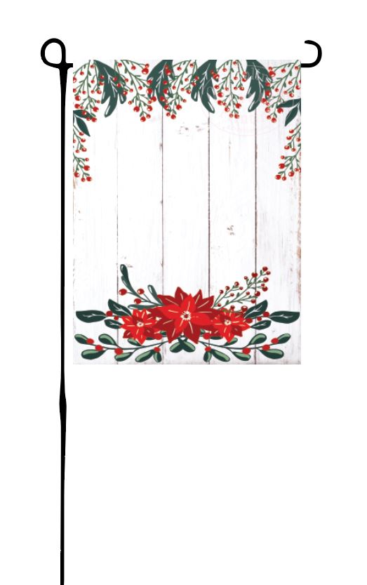 Poinsettia and Evergreens Garden Flag