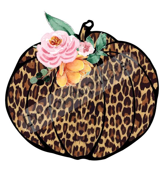 Leopard Pumpkin with Flowers Vinyl Heat Transfer