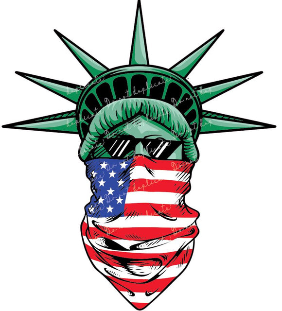 Statue of Liberty with Flag Mask Vinyl Heat Transfer