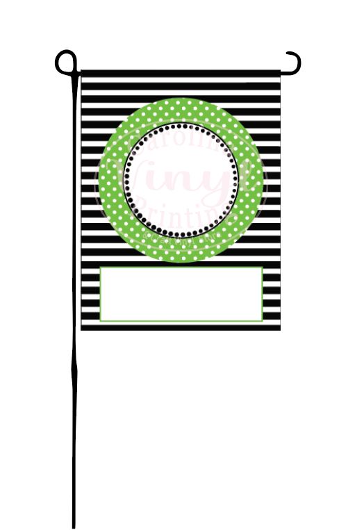 Lime Circle on black stripes Garden Flag