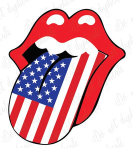 Mouth with USA Flag Tongue Vinyl Heat Transfer