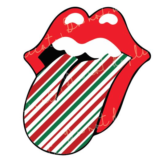 Mouth with Candy Cane Stiped Tongue Vinyl Heat Transfer