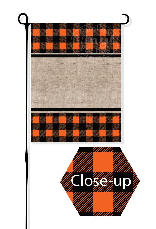 Orange Buffalo Plaid & Burlap Garden Flag