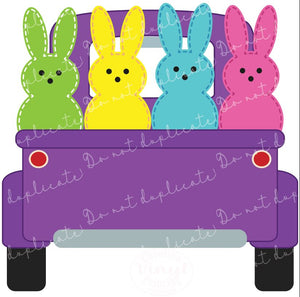 Peep Bunnies in Truck Vinyl Heat Transfer