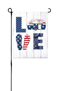 Patriotic LOVE Camper Garden Flag