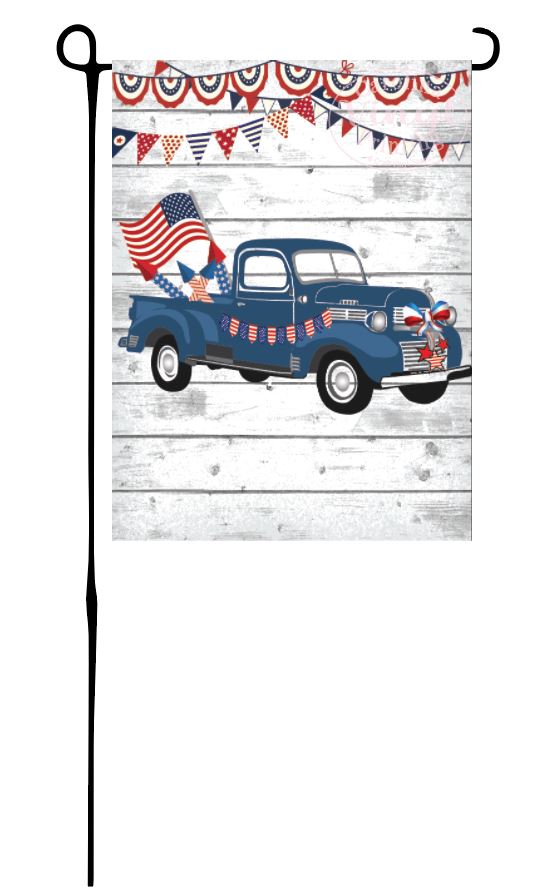 Blue Patriotic Vintage Truck