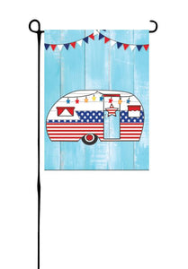 Retro Patriotic Camper (No Words) Garden Flag